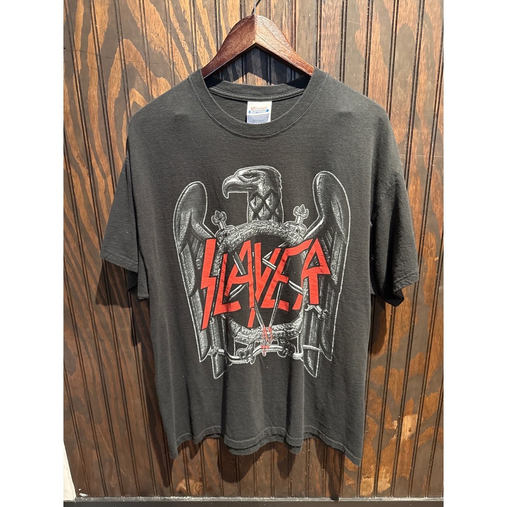 Vintage Slayer Band Tee Hanes Heavyweight Black Graphic T-Shirt 90s Thrash Metal